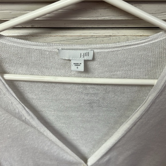 JJill button cardigan, lightweight, short sleeve, white, Sz S - Picture 2 of 3